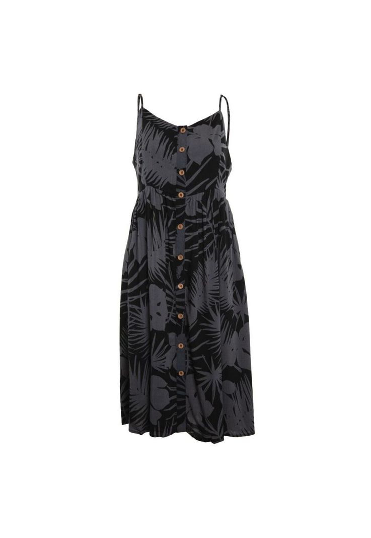Vestido Women Leaves Black Grey-0