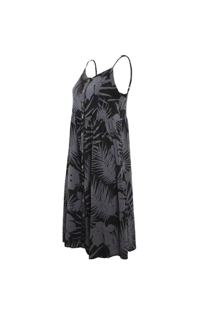 Vestido Women Leaves Black Grey-1