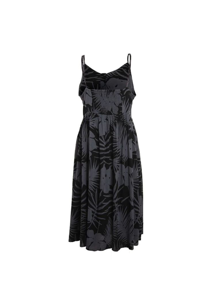 Vestido Women Leaves Black Grey-2