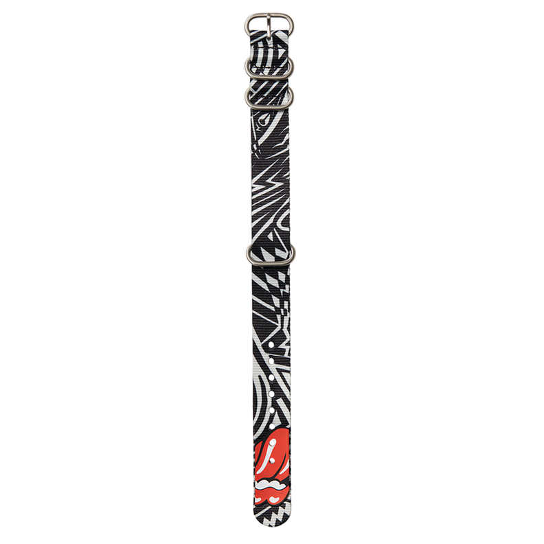 Correa Rolling Stones 20mm Natural Band Black Grey Blanco