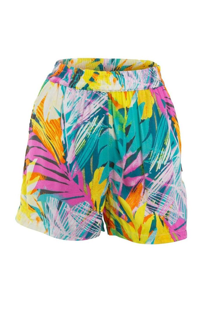 Short Kids Regular Fit Leaves Multi Yellow-0