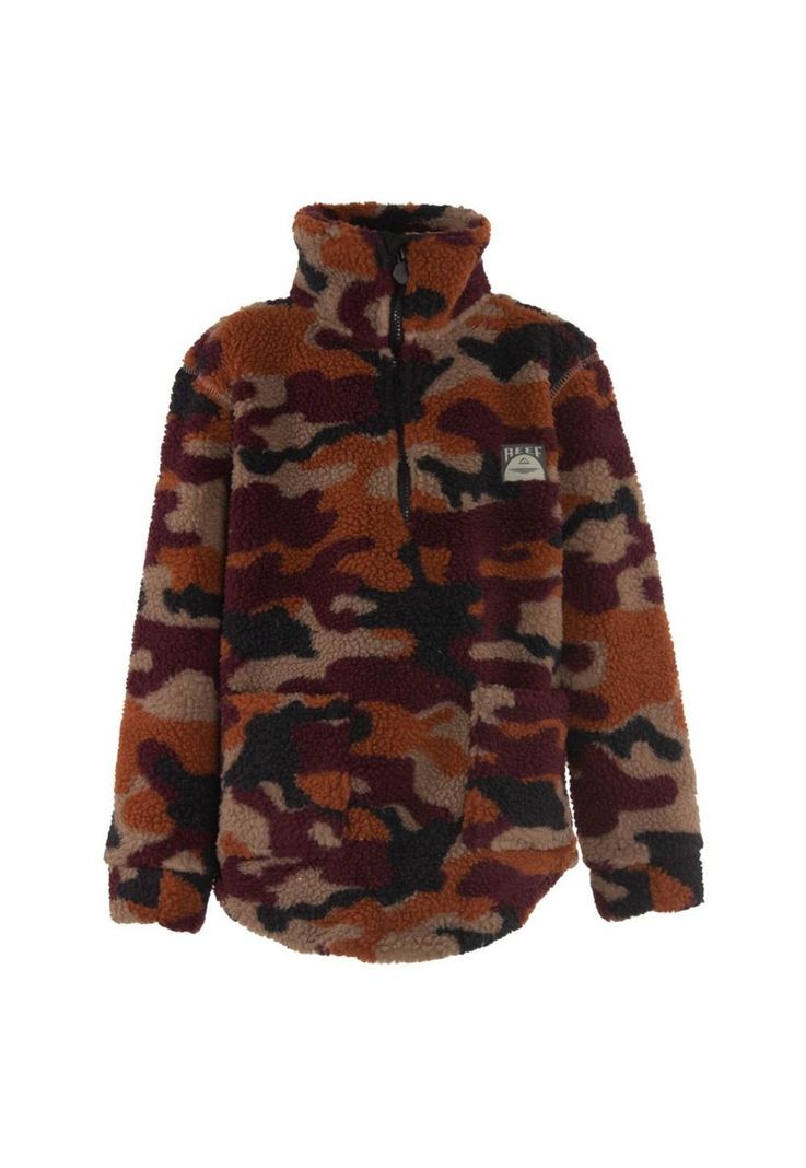 Poleron Boys Brown Camo Half Zip-0