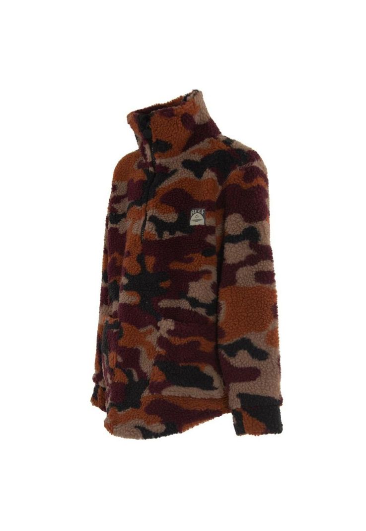 Poleron Boys Brown Camo Half Zip-1