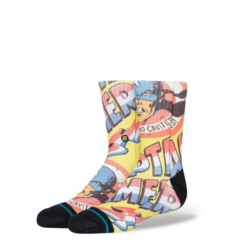 Stance Sock Kids Captain America No Cavities Yellow Amarillo L