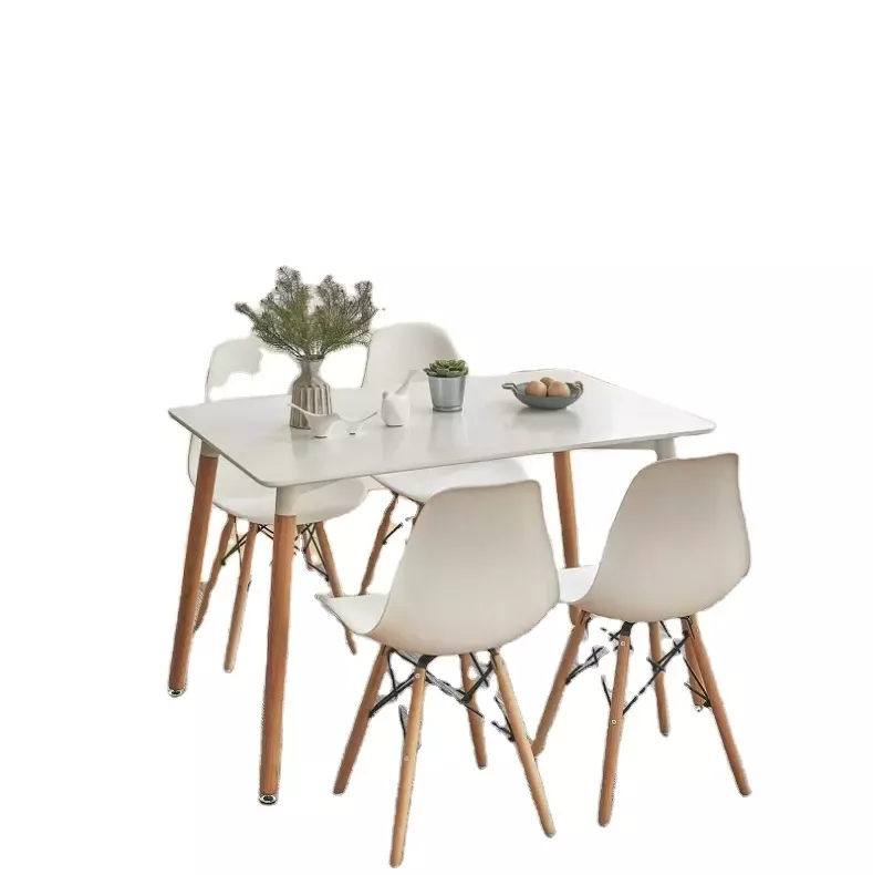 Comedor Eames Rectangular 120x80cm 4 Sillas Color Blanco