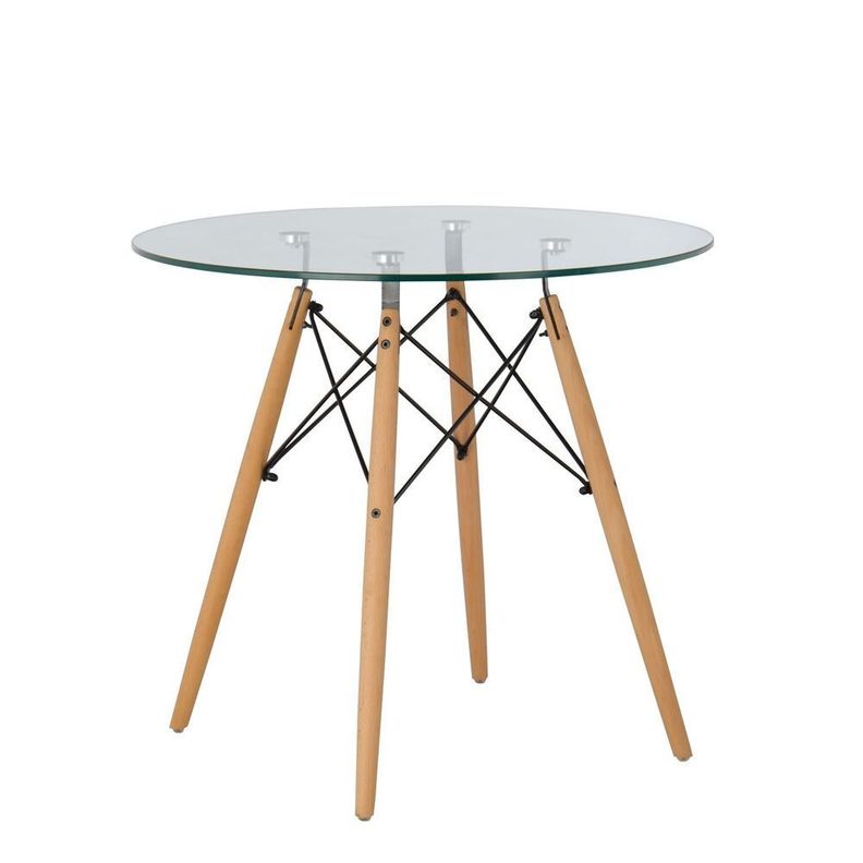 MESA EAMES REDONDA VIDRIO 80CM