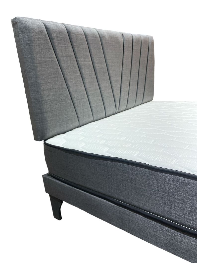 CAMA EUROPEA 2 PLAZAS LINEAL EN V Gris-1