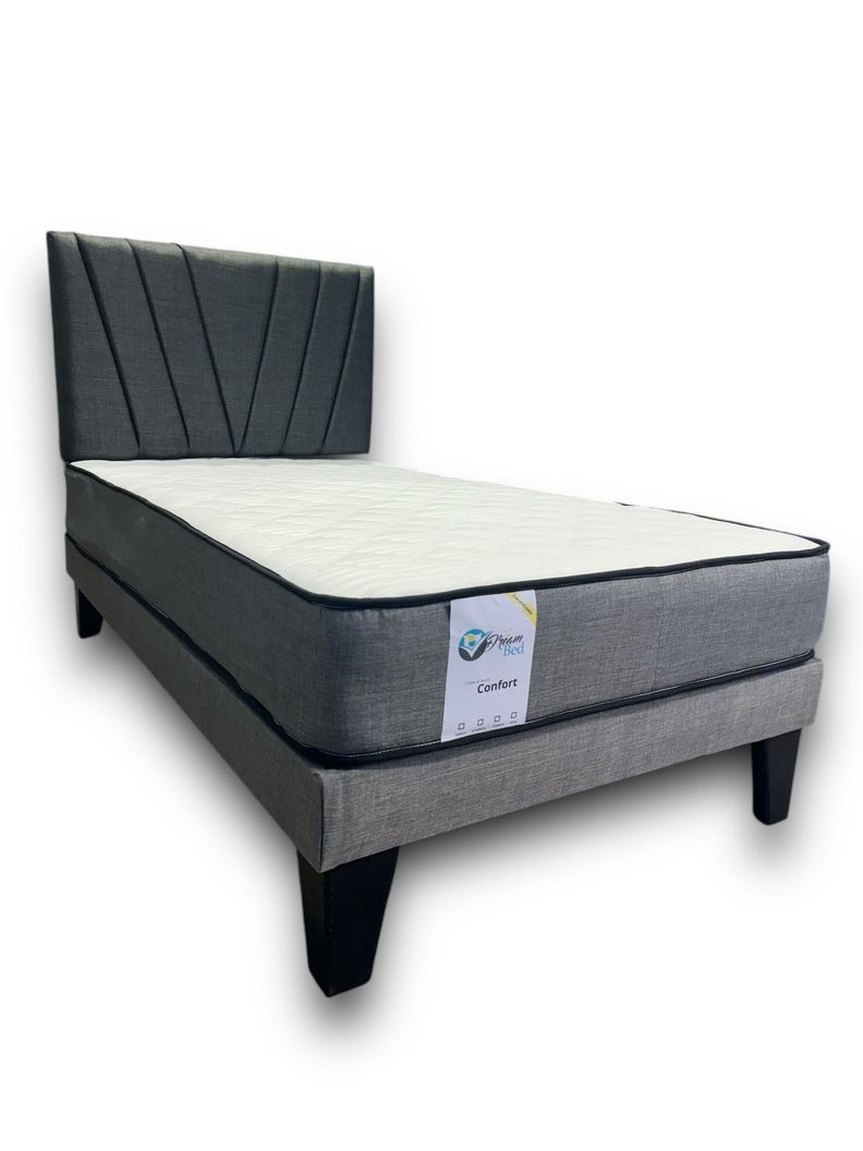 Cama plaza y media en V Gris-1