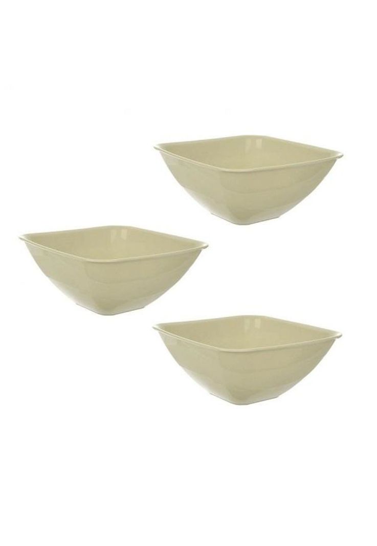 Set 3 Bowl Cuadrado Plástico Resistente 1,3 Lt Beige Titiz-0