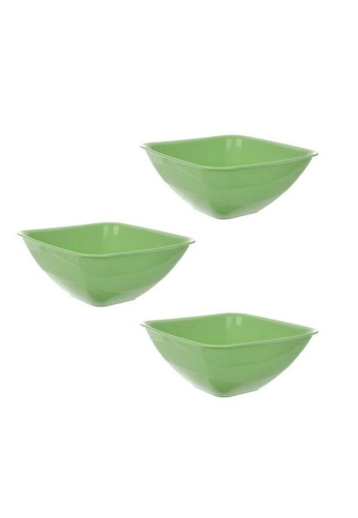 Set 3 Bowl Cuadrado Plástico Resistente 1,3 Lt Verde Titiz-0