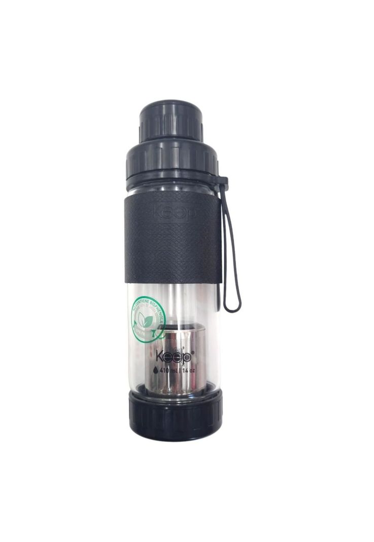 Botella Infusora de Vidrio Negra Keep-0