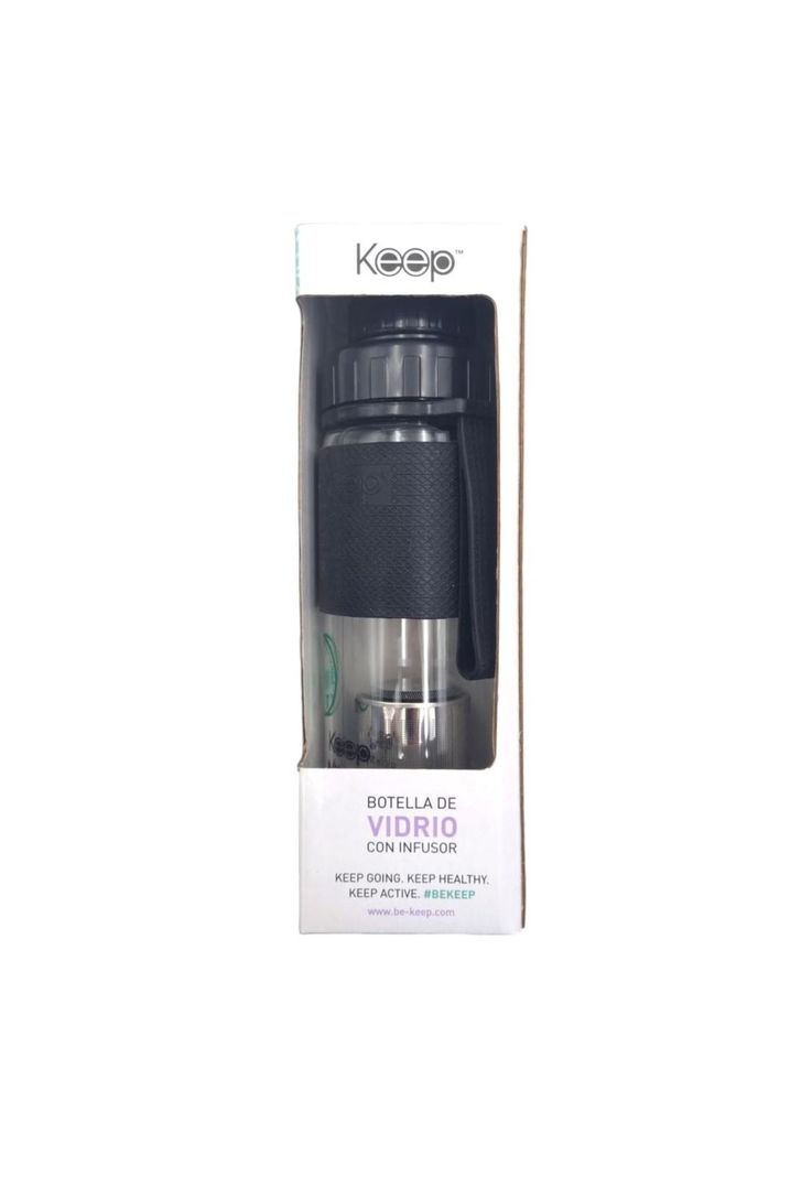 Botella Infusora de Vidrio Negra Keep-1