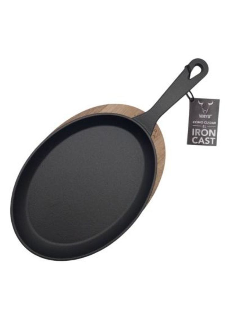 Sartén Hierro Fundido con Base Madera Acacia Wayu-2