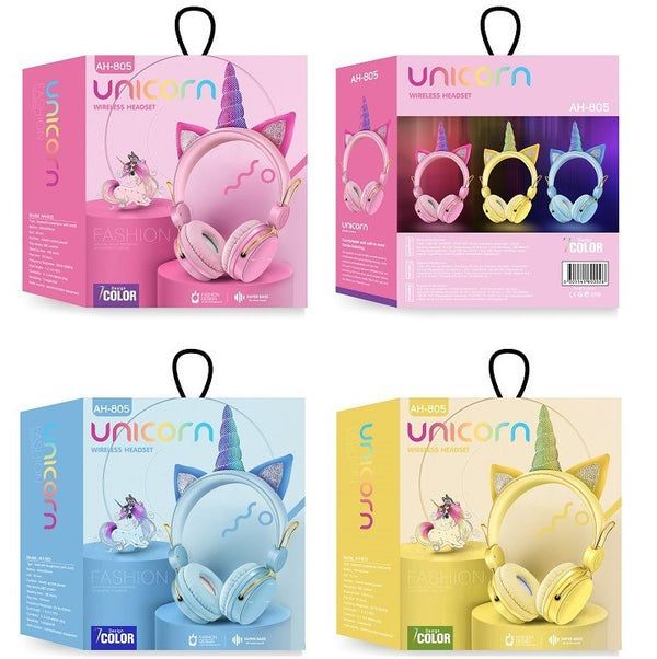 Audifono bluetooth unicornio celestes-1