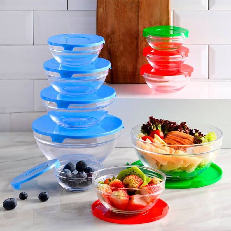 Set de fuentes de vidrio 5 unidades con tapa-1