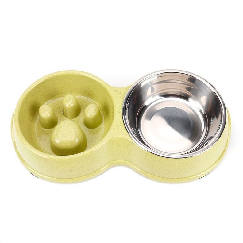 Plato Comida Anti-ansiedad Verde Mascotas Perro Gato-0