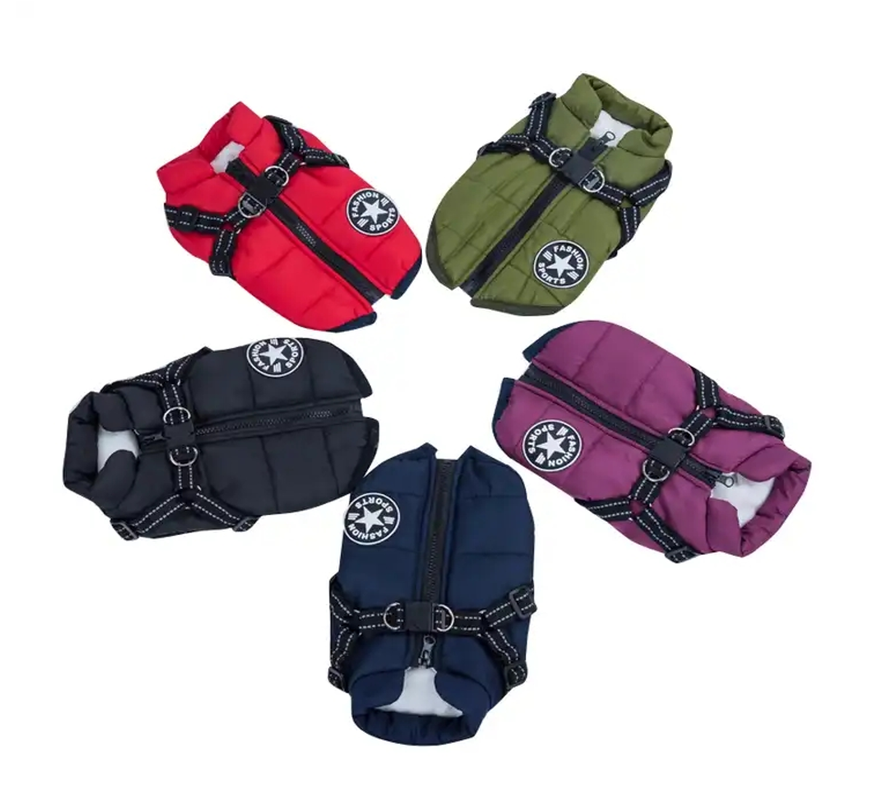 Parka Chaqueta Impermeable Reflectante para Mascotas Perros con Arnes incluido