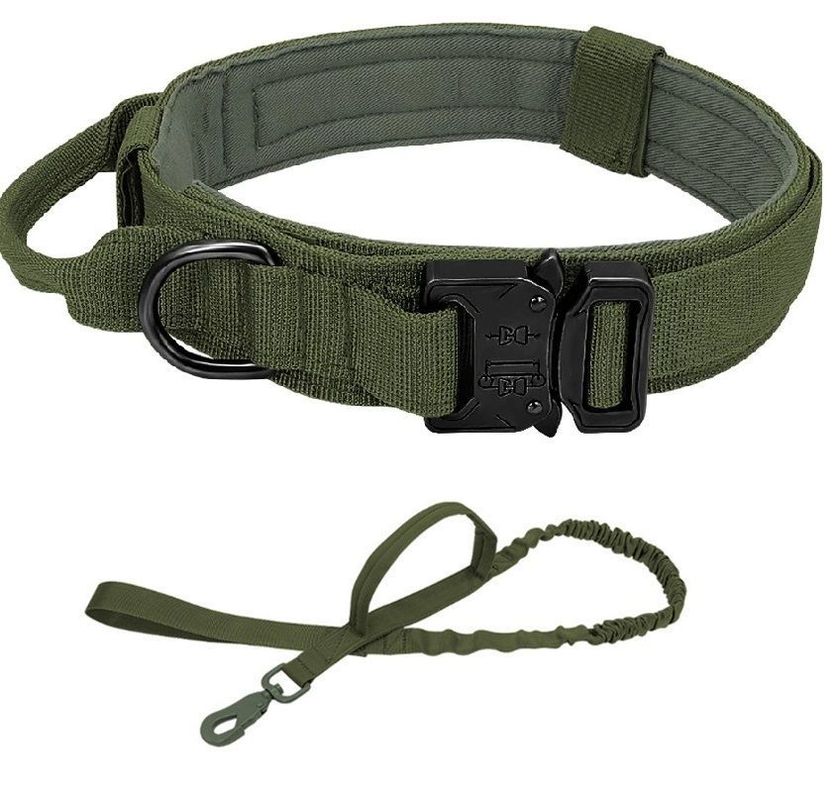 Collar Táctico con Correa Verde para Mascotas Perros-1