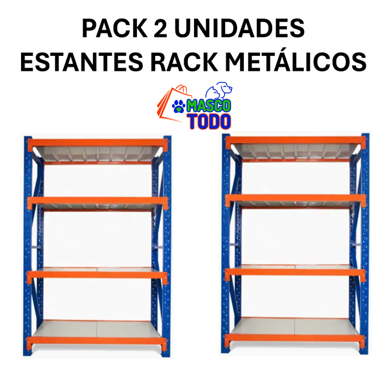Pack 2 Estantes Metalico Rack Industrial Bodega 200x200x60cm