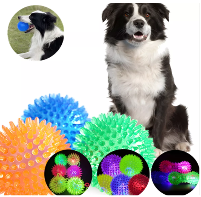 Set 3 Pelotas Juguete Luz y Sonido Mascotas Perros Gatos 6cm-0