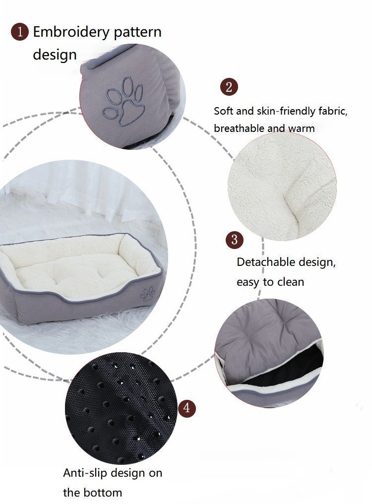 Cama Premium 2 Piezas para mascotas Color Talla XL Gris-3