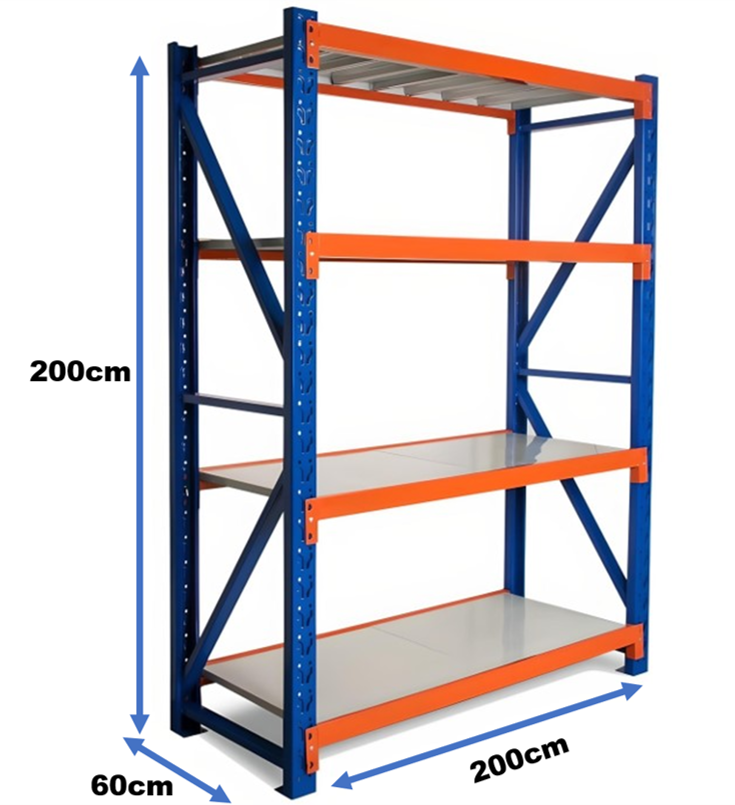 Estante Metálico Rack Industrial Bodega Repisas 200x200x60cm-2