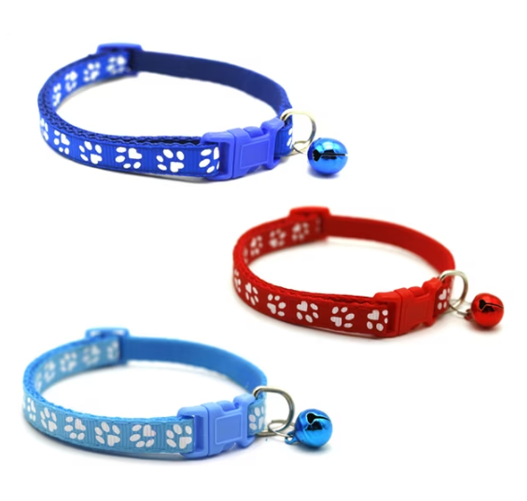 Pack De 3 Collares Con Cascabel Para Mascotas Gatos Perros Azul Eléctrico/Rojo/Azul Claro-0