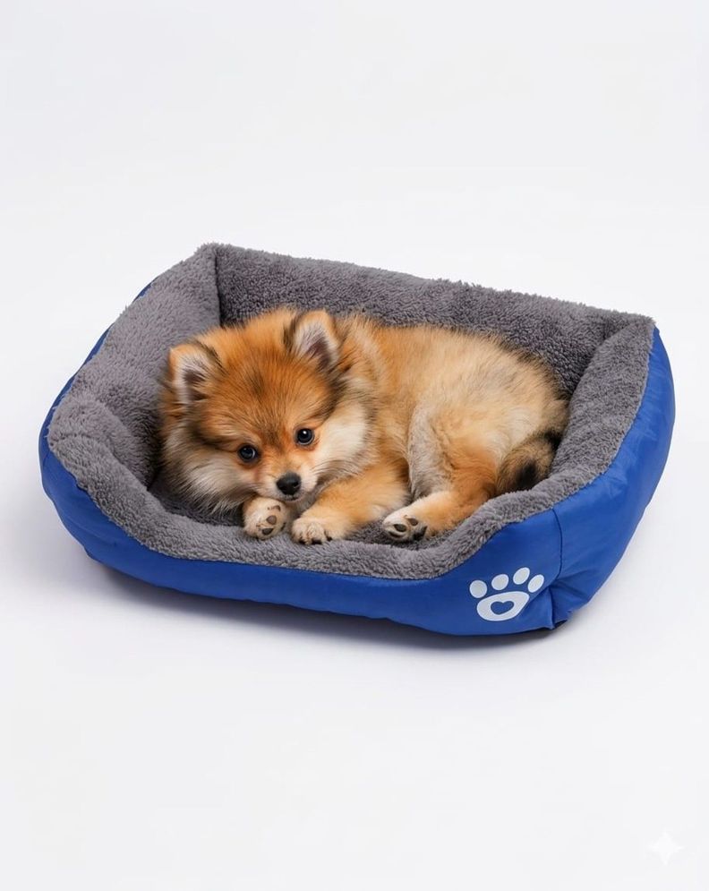 Cama Ultrasuave para Mascotas Perros Gatos Rectangular Talla Xl 80cm X 60cm Azul Electrico