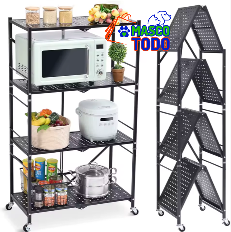 Estante Plegable Rack Metalico Organizador Multiuso 4 Niveles Negro 122 CM