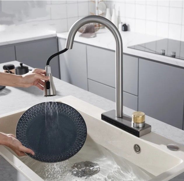 Grifo Extraíble De Cocina 360° Mezclador De Lluvia Rotación-2