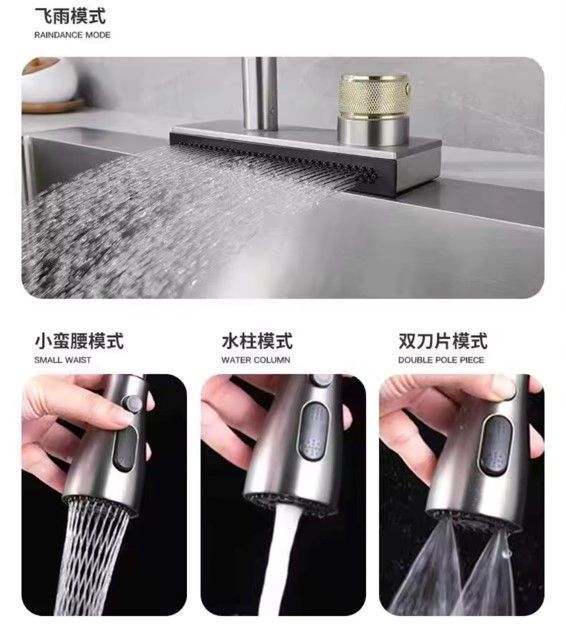 Grifo Extraíble De Cocina 360° Mezclador De Lluvia Rotación-3