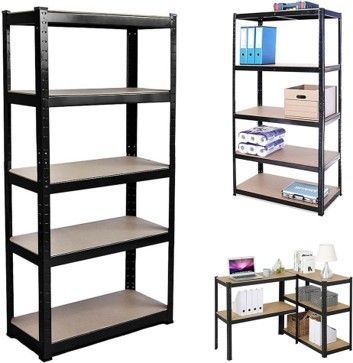 ESTANTE METALICO NEGRO 180X90X40CM 5 REPISAS DE MDF AJUSTABLES 175K POR REPISA-0