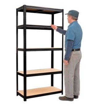 ESTANTE METALICO NEGRO 180X90X40CM 5 REPISAS DE MDF AJUSTABLES 175K POR REPISA-3