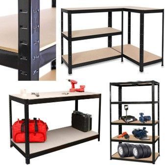 ESTANTE METALICO NEGRO 180X90X40CM 5 REPISAS DE MDF AJUSTABLES 175K POR REPISA-4