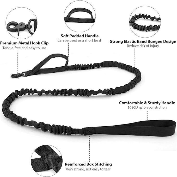 Collar Táctico con Correa Negro para Mascotas Perros-3