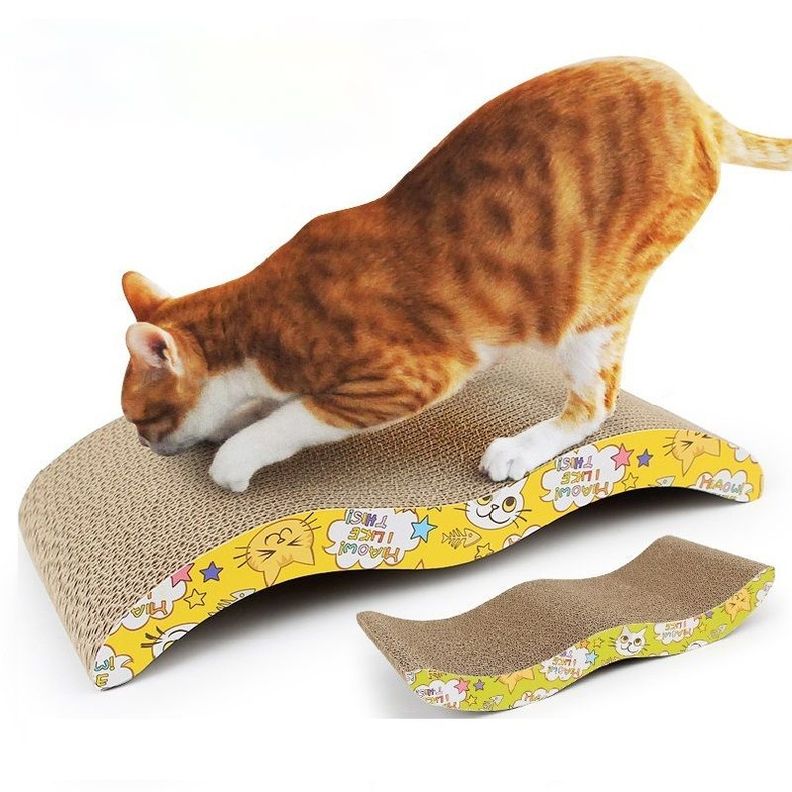 Rascador para Gatos de Cartón Corrugado Catnip Hierba-0