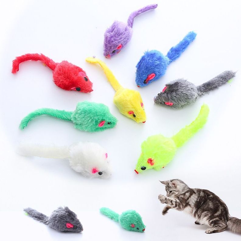 Set De 12 Ratones De Juguetes Para Gatos Mascotas 10 Cm-0