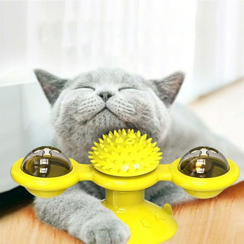 Juguete Antiestres para Gatos Catnip Tocadisco Molino Viento-5
