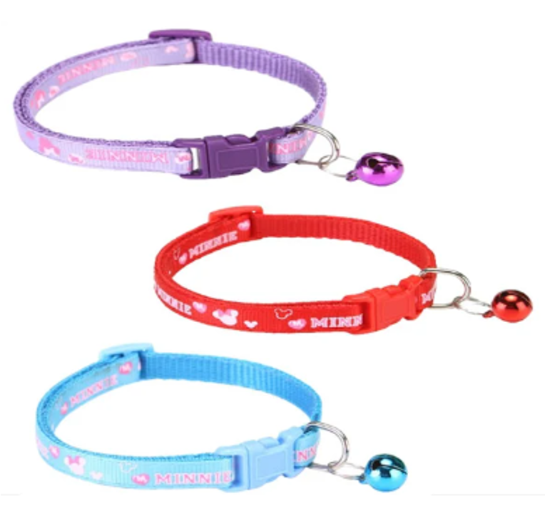 Pack De 3 Collares Con Cascabel Para Mascotas Gatos Perros Morado/Rojo/ Azul-0