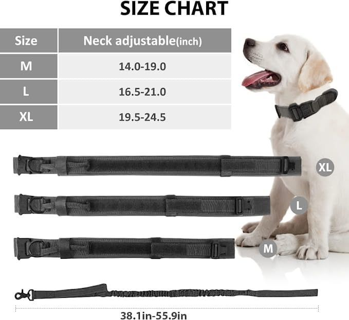 Collar Táctico con Correa Camuflaje para Mascotas Perros-3