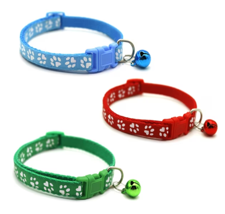 Pack De 3 Collares Con Cascabel Para Mascotas Gatos Perros Azul Claro/ Verde/ Rojo-0