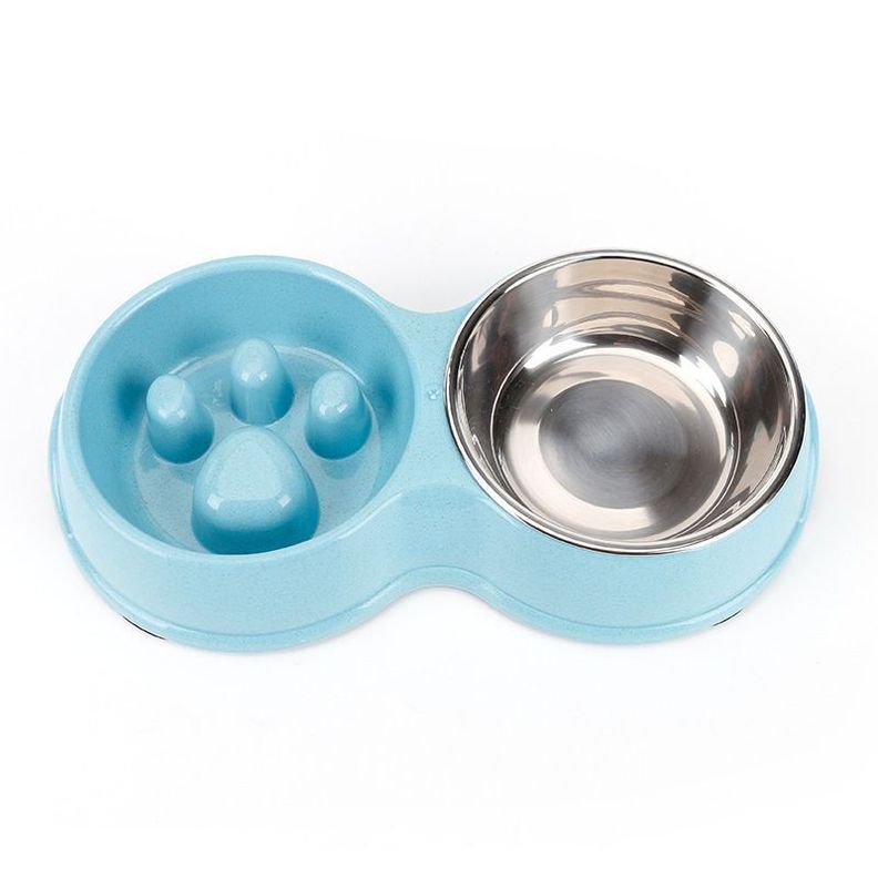 Plato Comida Anti-ansiedad Azul Mascota Perro Gato-0