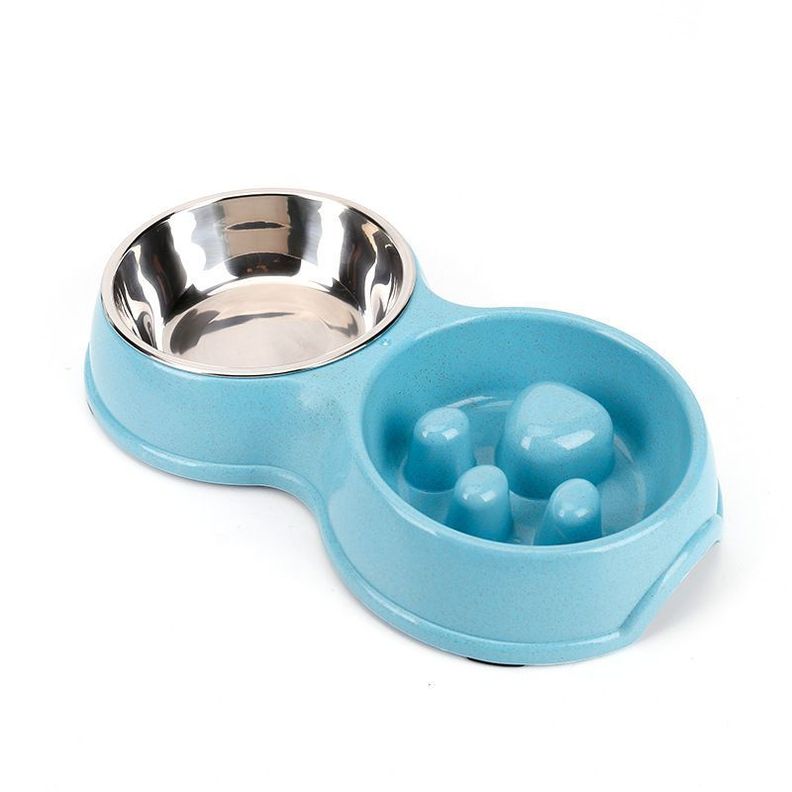 Plato Comida Anti-ansiedad Azul Mascota Perro Gato-2