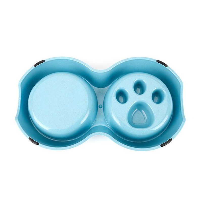 Plato Comida Anti-ansiedad Azul Mascota Perro Gato-5