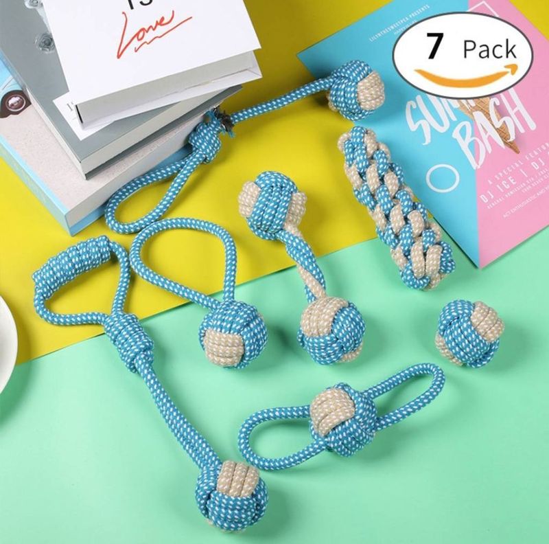 Set 7 Juguetes Mascotas Perro Bola, Cuerdas Nudos En Algodon