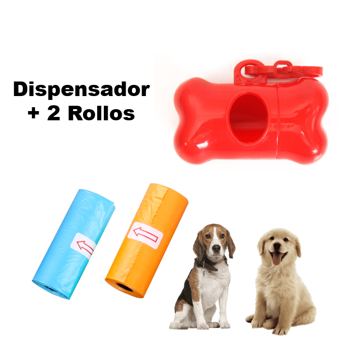 Dispensador de Bolsas Excremento Mascotas + 2 Rollo de Bolsas-1