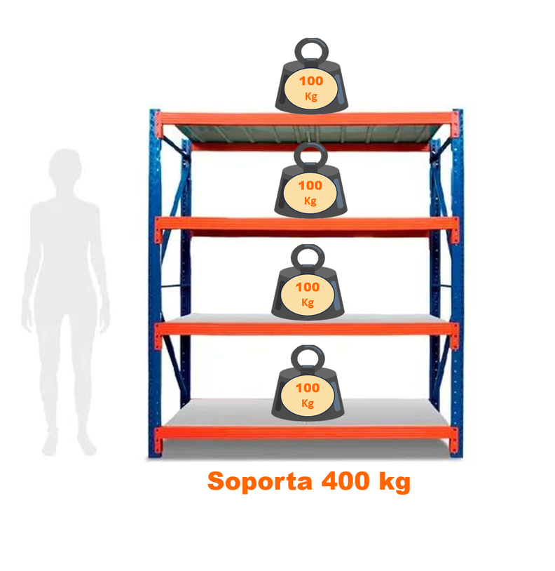 Estante Metálico Rack Industrial Bodega Repisas 150x200x50cm-1