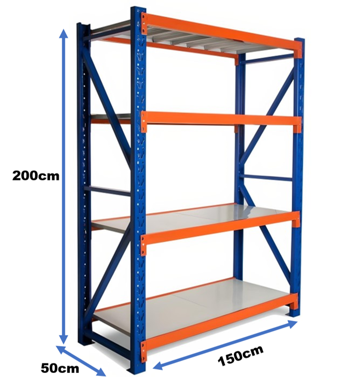 Estante Metálico Rack Industrial Bodega Repisas 150x200x50cm-3