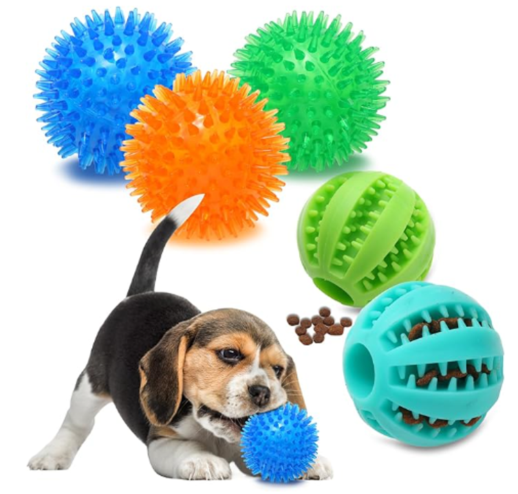 Set 24 Pelota Dental y Luz/Sonido Juguete Mascotas Perro 6cm-0