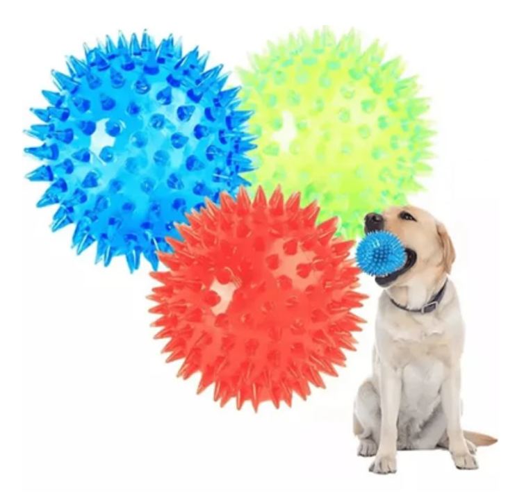 Set 24 Pelota Dental y Luz/Sonido Juguete Mascotas Perro 6cm-1
